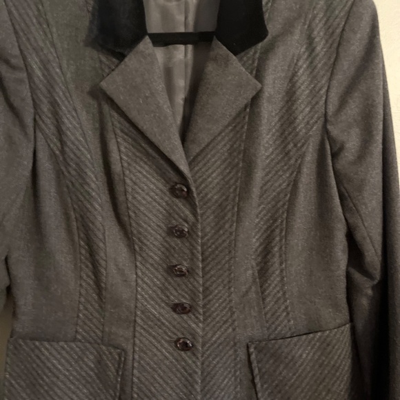 Howard Wolf Jacket Women 12 Gray Wool Blazer 90s Retro Striped Academia Office - Picture 6 of 14